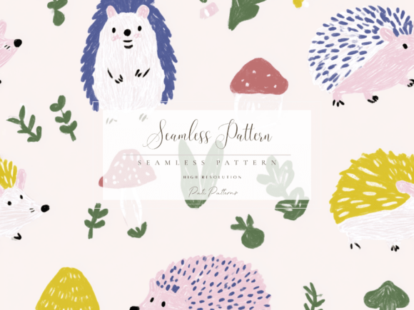 Download Cute Whimsical Hedgehog Seamless Pattern PNG for Kids Crafts - Kids Collection