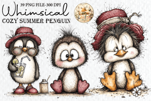 Download Whimsical Summer Penguin Clipart - Penguin clipart Collection