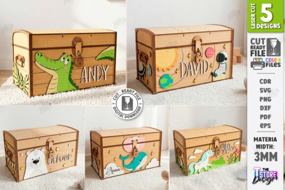 Download Wooden Kids Treasure Chest Laser Cut Set - Premium Bundle