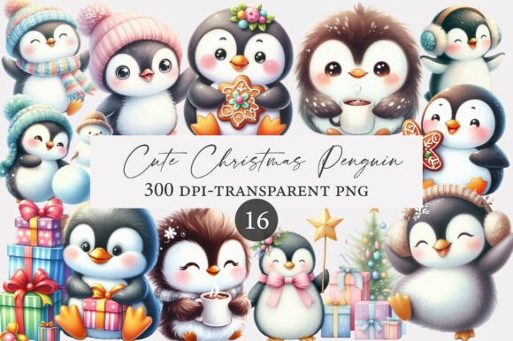 Download Pastel Cute Christmas Penguin Clipart - Penguin clipart Collection