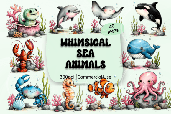 Download Whimsical Sea Animals PNG Clipart - Sea animal Collection