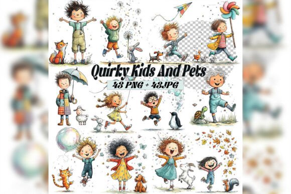 Download Whimsical Kids &amp; Pets Clipart Set - Premium Bundle