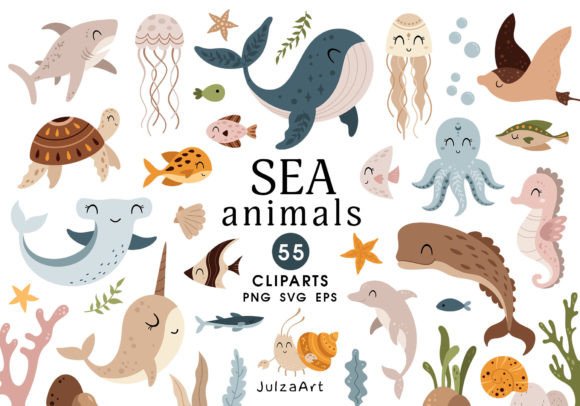 Download Sea Animals Clipart, Undersea World Svg - Sea animal Collection