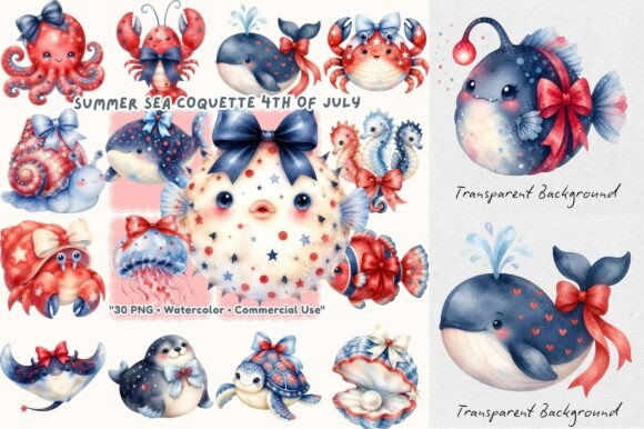 Download Patriotic Sea Animals 4th of July PNG - Sea animal Collection